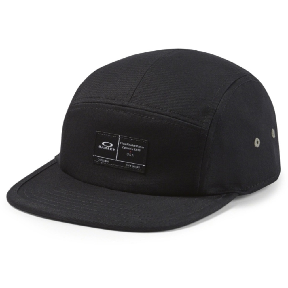 Oakley Latch 5 Panel Jet Black Skate Cap NWT
